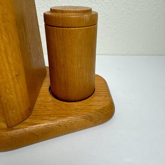 Vintage MCM Wooden Napkin Holder Salt & Pepper Shakers Farmhouse Cottege - Picture 4 of 15